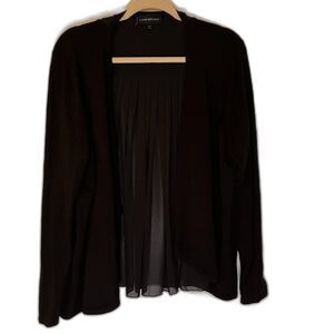 Lane Bryant Business Casual Black Open Front Cardigan w/Sheer Pleated Back SZ 14